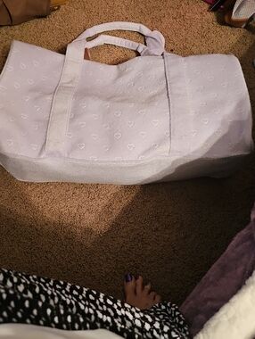 Stoney Clover Lane Light Lavender Embossed Heart Tote